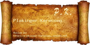 Plakinger Kerecsen névjegykártya